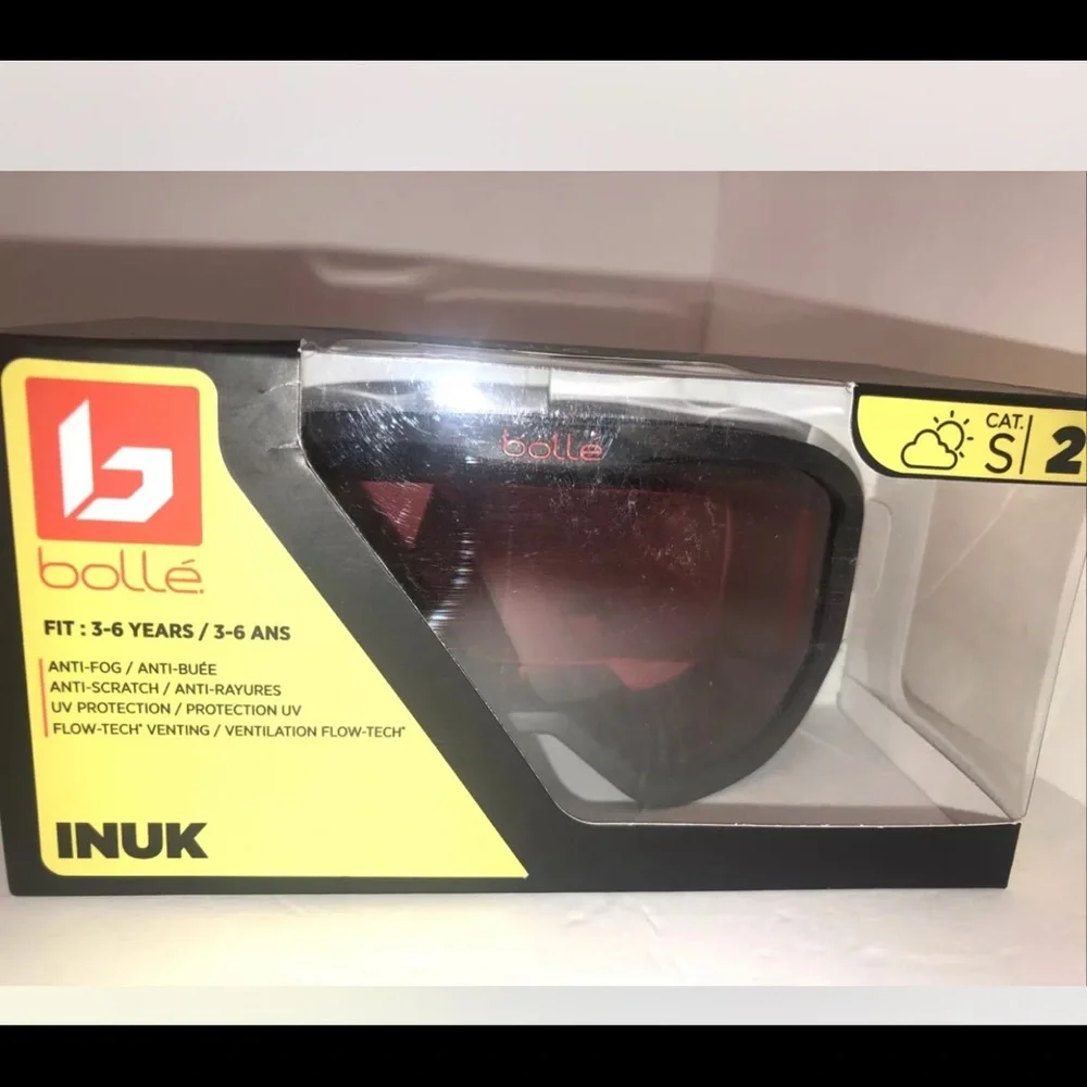 Bolle NWT Kid Goggles Youth Small 3-6y Matte Black,Vermillon Lens, Monkey Band